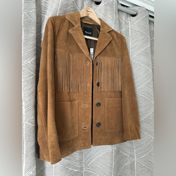 Madewell Fringe Shirt Jacket in Suede New With Tags Small Coastal Cowgirl - Picture 12 of 15